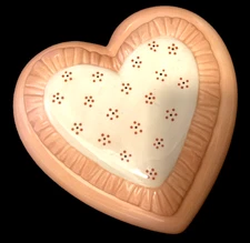 PINK POTTERY HEART JEWELRY BOX TRINKET DRESSER BOX ART POTTERY