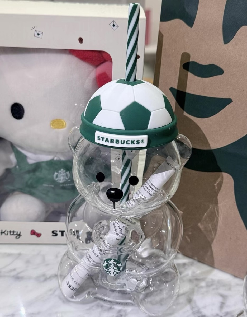 Starbucks FIFA World Cup Bearista Bear Glass Tumbler Soccer Ball