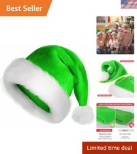 Extra Thick Green Santa Hat for Unisex Adults - Perfect for Holiday Celebrations