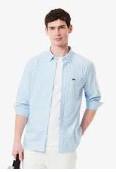 Men Lacoste Shirt Blue Cotton 44