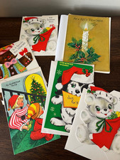 Lot 6 Vintage Cards 1940s-50s HALLMARK AMERICAN GREETING CHRISTMAS CHILD UNUSED