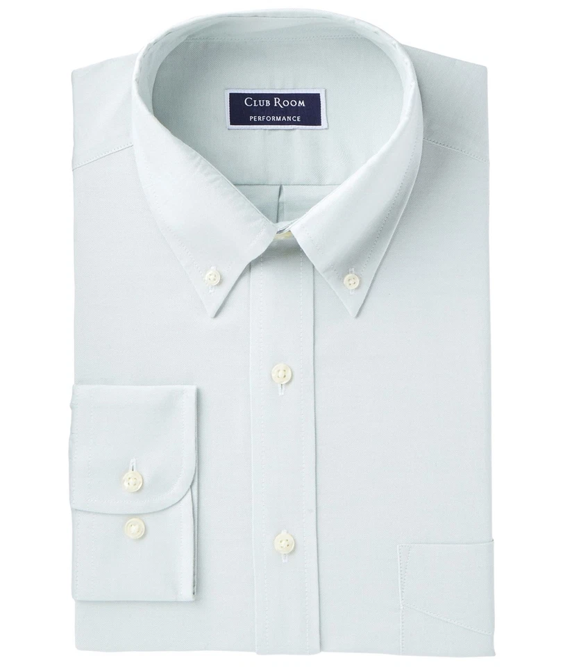 Club Room Regular-fit Dress Shirt Green 18.5" Neck 34"-35" Sleeve