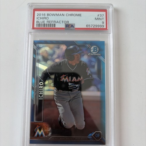 🔥PSA 9 Ichiro 2016 Bowman Chrome Blue Refractor 128/150 Miami Marlins