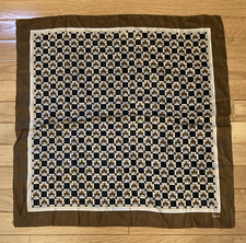 Vintage Echo Silk Scarf Brown Geometric Signed Rolled Edge 23" Square Free Ship