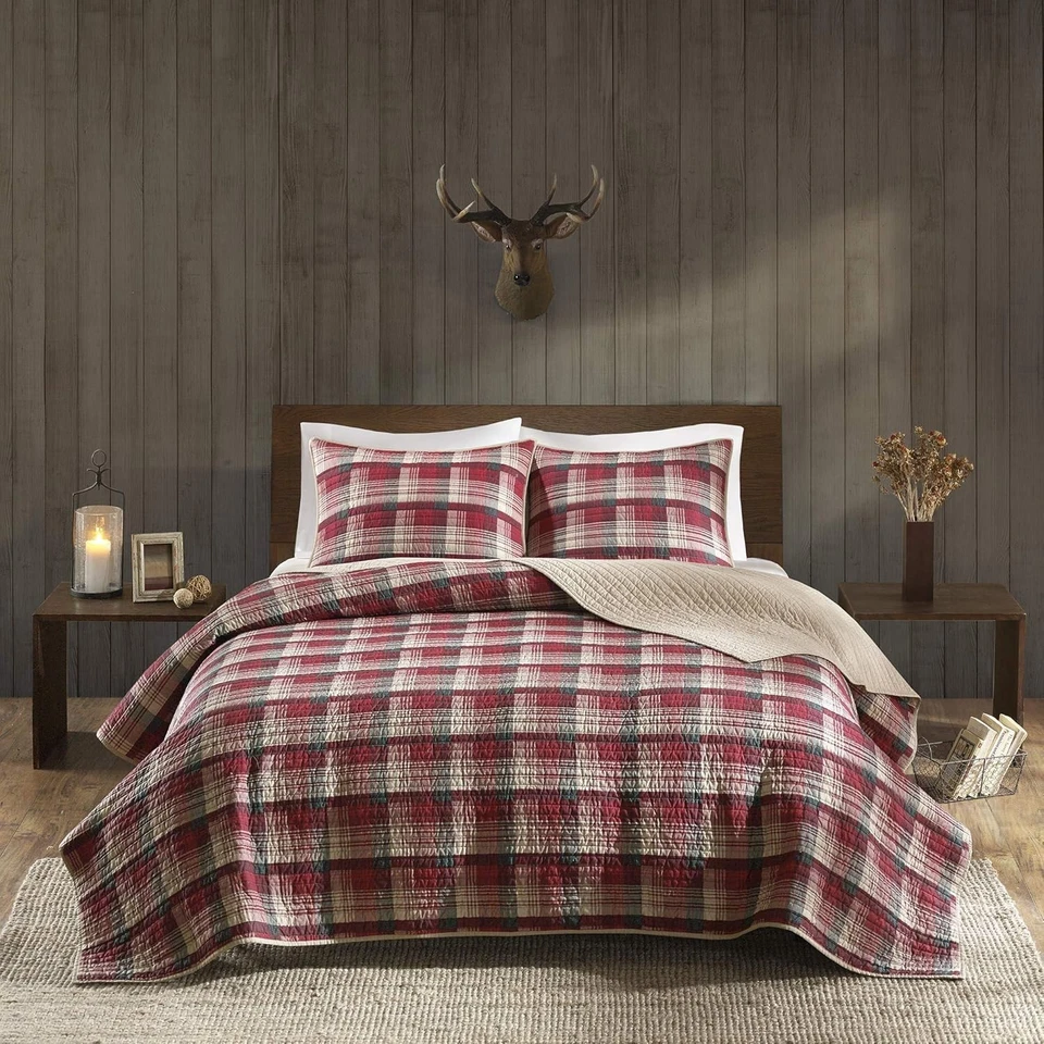 All-Season Tasha Plaid Cotton Quilt & Shams - Lightweight Reversible Bedspread - Image 4 of 4