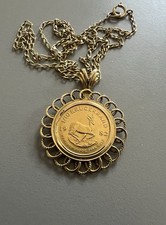 Solid Gold Krugerrand Coin Pendant Necklace 