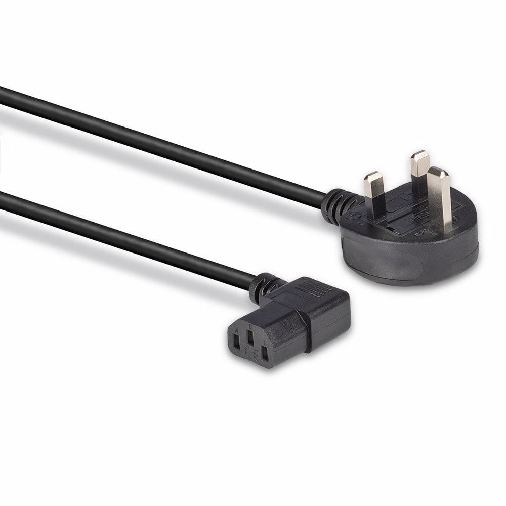 2M Power Cord UK Plug to Right Angle IEC C13 Cable (Mains Kettle Lead) For PC 2M
