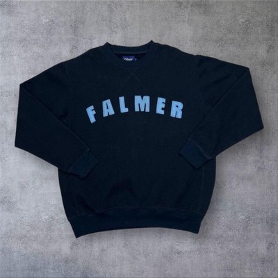 Vintage Falmer bestickt Big Spellout marineblau Rundhalsausschnitt Sweatshirt Large XL