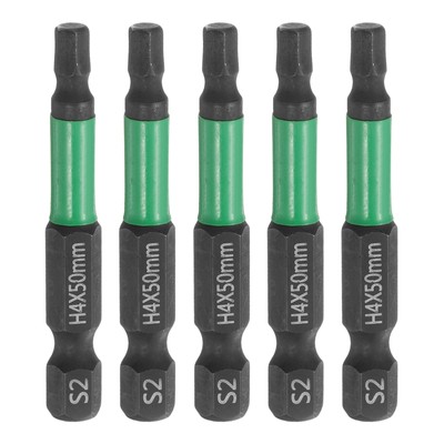 5pcs H4 Flat Hex Screwdriver Bit 4mm Tip 1/4'' Shank 2'' Long Black Phosphate
