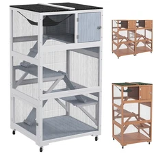 PawHut Catio, Outdoor Cat Enclosure House on Wheels with Hammock