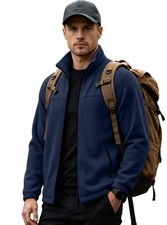 Men's Sherpa Fleece Zip-Up Jacket Stand Collar Winter Warm Coat