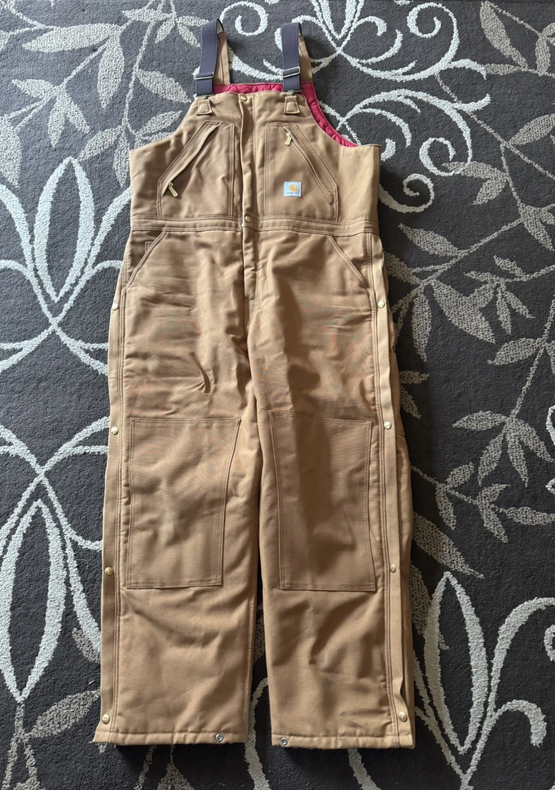 Vtg Carhartt R38 BRN Insulated Bib Overalls 40X30 Brown Quilted Lined Workwear