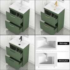 Floor Standing Vanity Unit Bathroom Sink Storage Cabinet 2 Drawer 500/600/800mm