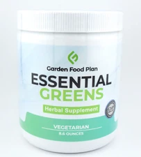 Garden Food Plan Essential Greens 8.6oz Vegetarian Herbal Supplement 34 Servings