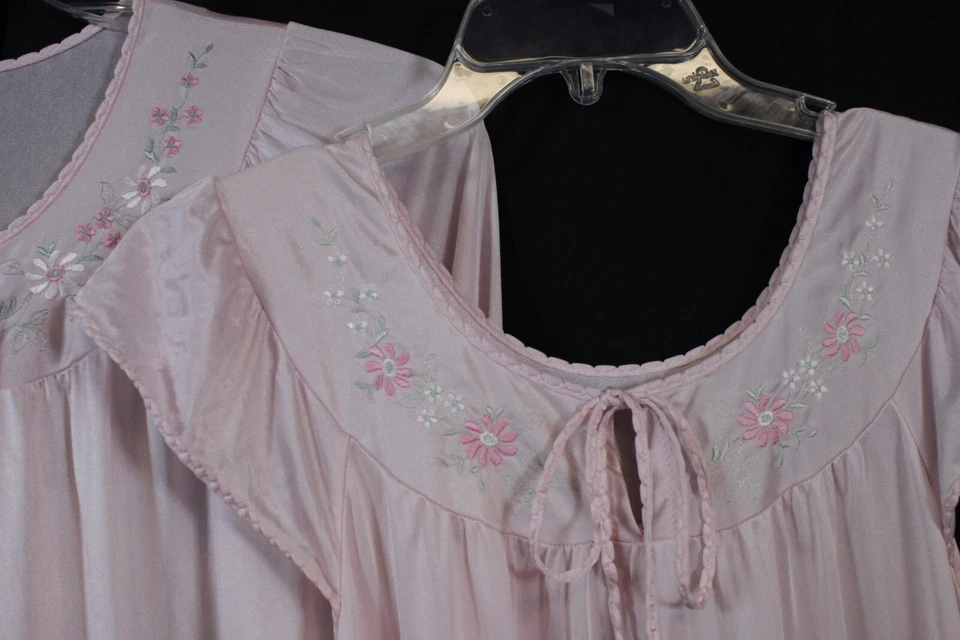 Juego de 2 batas camisón Gilead vintage de nailon bordado Negligee Peignoir M Foto 3 de 4