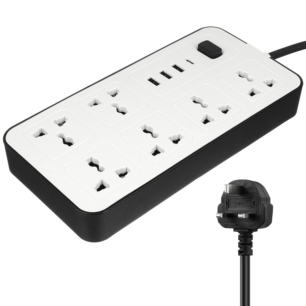Surge Protector Power Strip Household Charging Socket Flat Plug USB Charging(UK-image