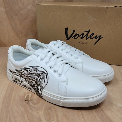 VOSTEY Men's Sneakers Sz 10 M White Casual Shoes Wings Fashion