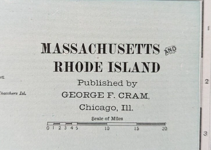 Mapa de colección 1901 de Massachusetts Rhode Island 22"x14" antiguo original Boston Foto 2 de 4