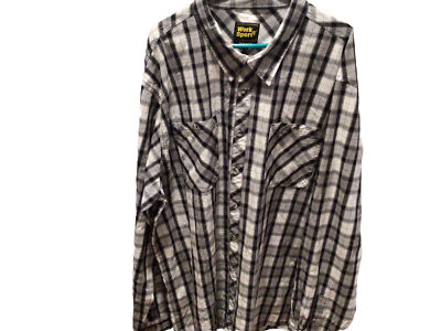 Work n Sport Mens Long Sleeve Shirt Mens 4XLT Tall Black