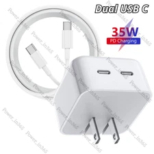 For Samsung Android 35W Dual USB-C To Type C Power Adapter PD Fast Charge Cable