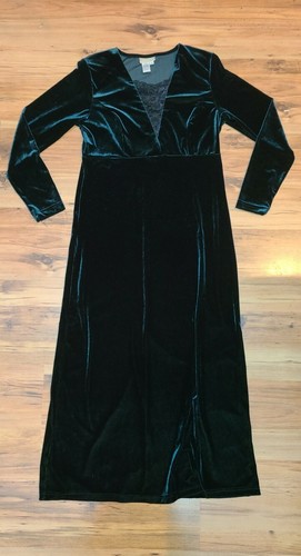 COLDWATER CREEK Dark Green Velvet Dress 
