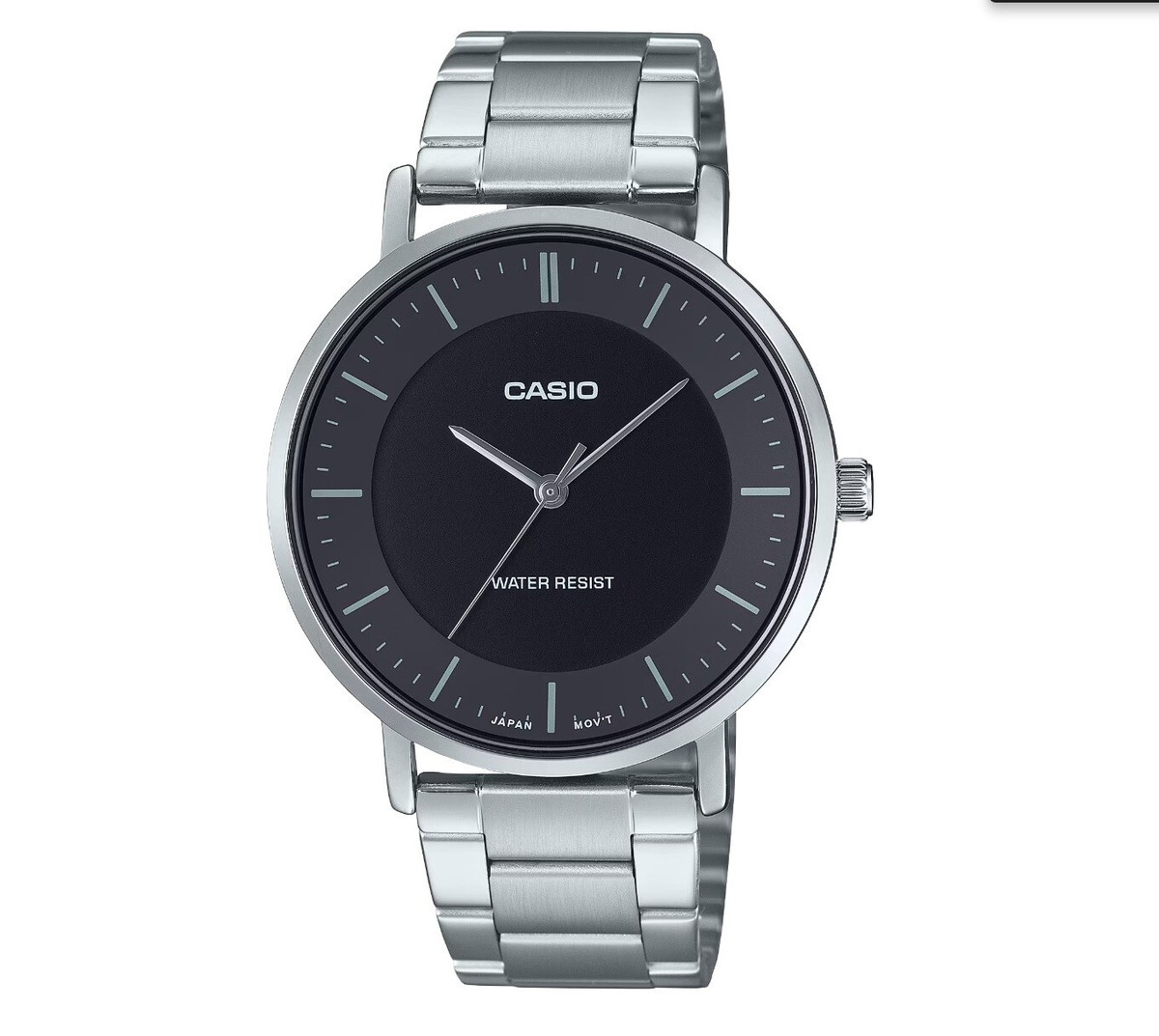 Casio MTP-VT04D-1E Black Dial Analog Stainless Steel Minimalist