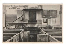 Postcard Interior Old German Church Waldoboro Maine