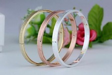 Womens Gold Filled Engrave LOVE YOU Bangle 6mm Cuff Bracelet Wristband BR139