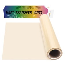HTV Cream Heat Transfer Vinyl Rolls - 12" x 15ft Cream HTV for Shirts All Cut...