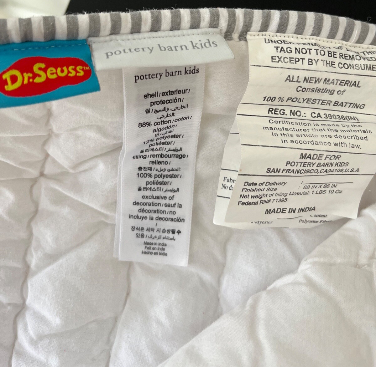 Pottery Barn Kids Teen GRINCH Twin Embroidered Quilt & Sham SET Dr. Seuss EUC