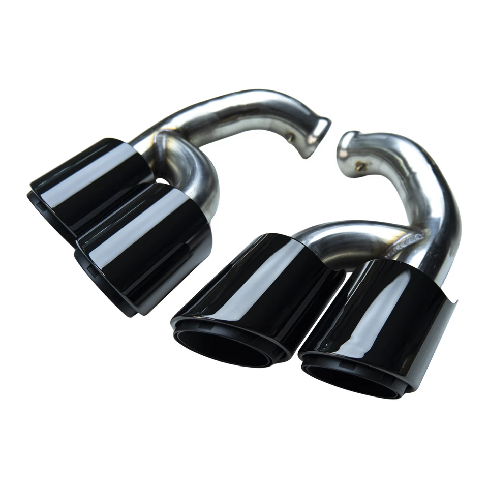 Black Exhaust Tips Muffler Tailpipes for Porsche Cayenne Base 2015-2017 958.2 - Image 3 of 4