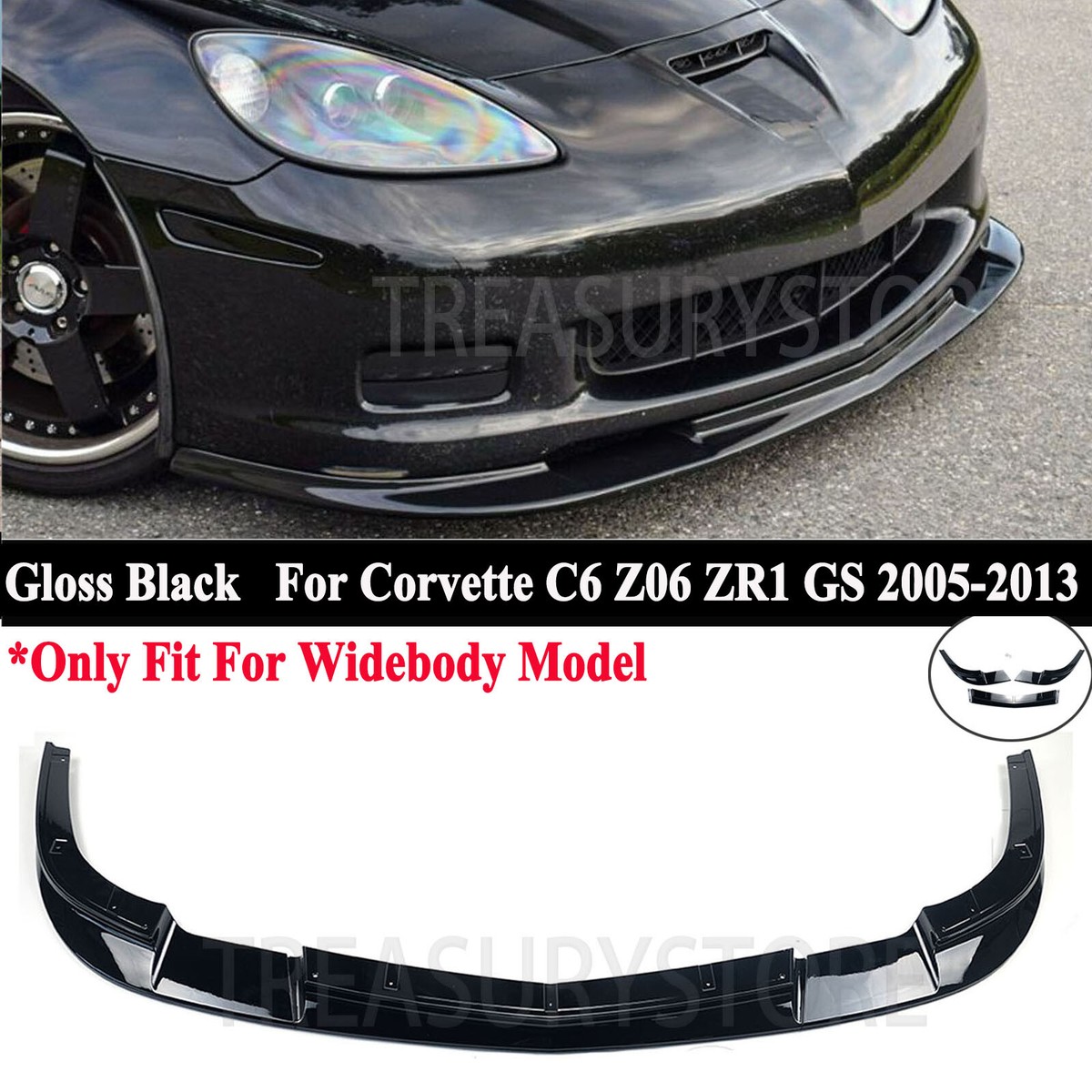Unbranded ZR1-Style Carbon Look Front Bumper Lip Splitter For Corvette C6 Base (2006–2013)