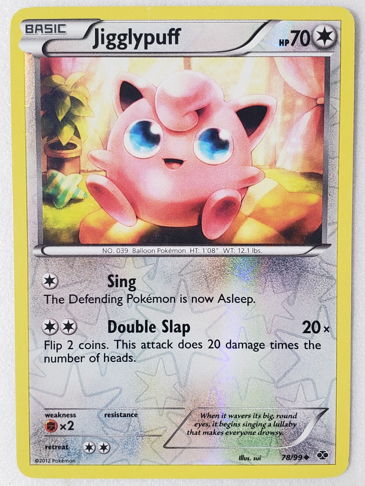 REVERSE HOLO Jigglypuff 78/99 LP - 2012 Next Destinies Pokemon Card - Sui Art