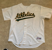 Eric Chavez 3 Oakland A's White Majestic Adult Sewn Jersey 2XL