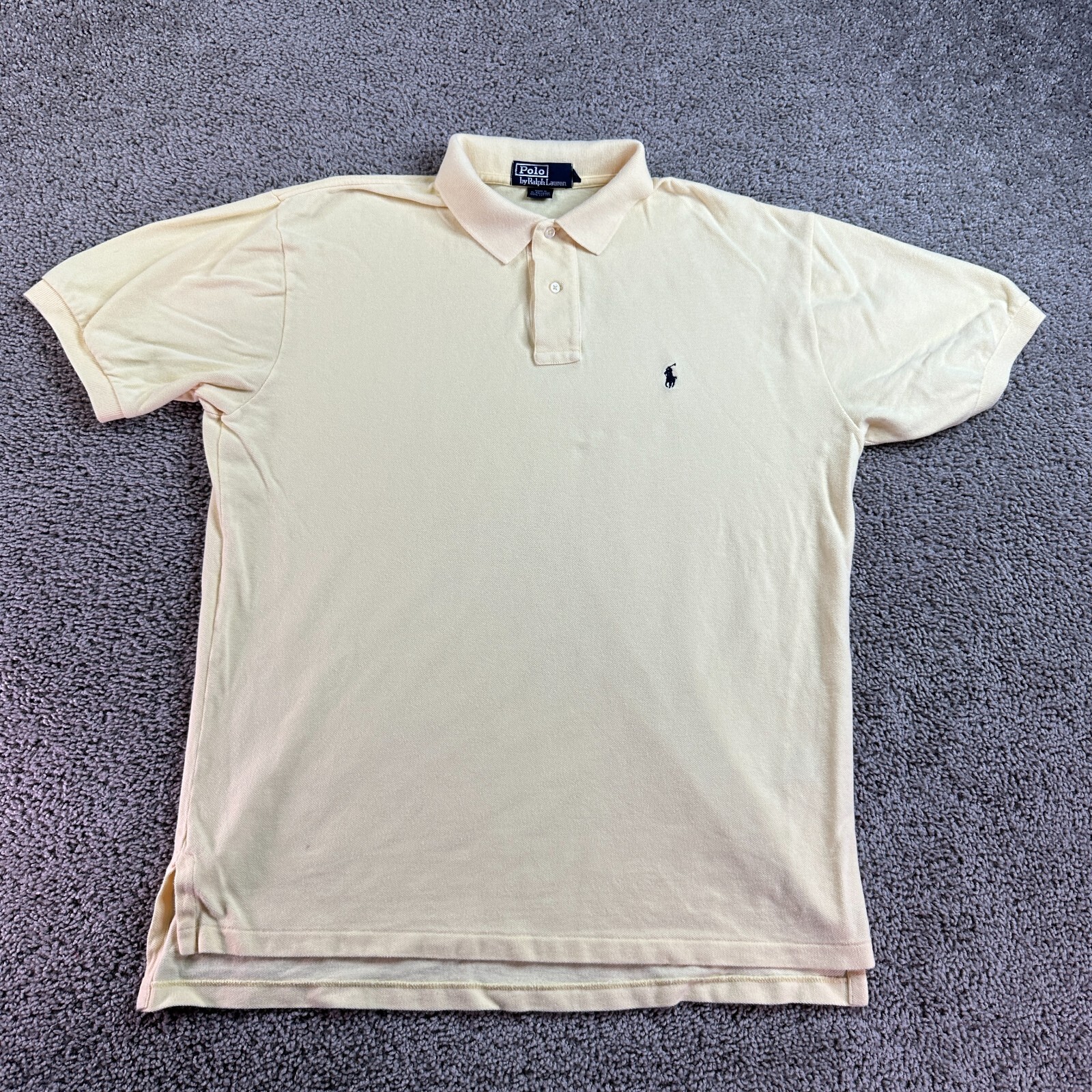 VINTAGE Polo Ralph Lauren camicia uomo grande giallo blu pony preppy anni 90