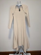 Express Women's Beige Mermaid Bodycon Handkerchief Hem Knit Dress Size M NWT $98