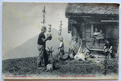 AK 1907 Bauern Planalp Brienz Rothornbahn 