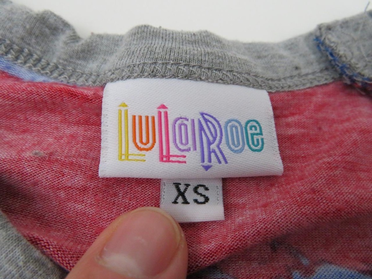 T-shirt Lularoe Randy Rayé Bleu Gris - Taille S - Manches 3/4 - Neuf Avec Défauts