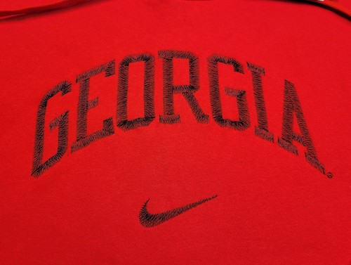 NIKE NCAA Georgia Bulldogs Hoodie Football Fleece Sweater Red Black Large Mens - Picture 4 of 12