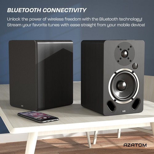 Bookshelf Speaker with Bluetooth, HDMI, Optical, RCA - AZATOM Equinox M5 Black - Picture 2 of 9