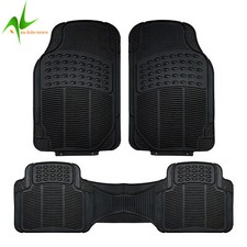 3 In 1 Car Floor Mats Front Rear Rubber Black Universal For Carpet Set NEW