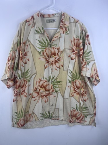 Tommy Bahama Men Tropical Floral Silk Camp Shirt Sz XXL Button Down Short Sleeve - Picture 2 of 9