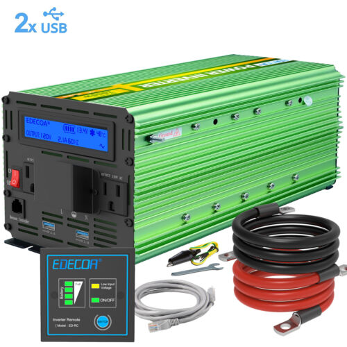 EDECOA Power Inverter 3000 W 6000 Watt 12V DC to 110V 120V AC LCD Cable Car RV - Picture 1 of 9