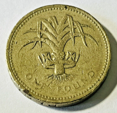 1990 Great Britain 1 Pound Coin Leek Plant Crown around Trunk | eBay