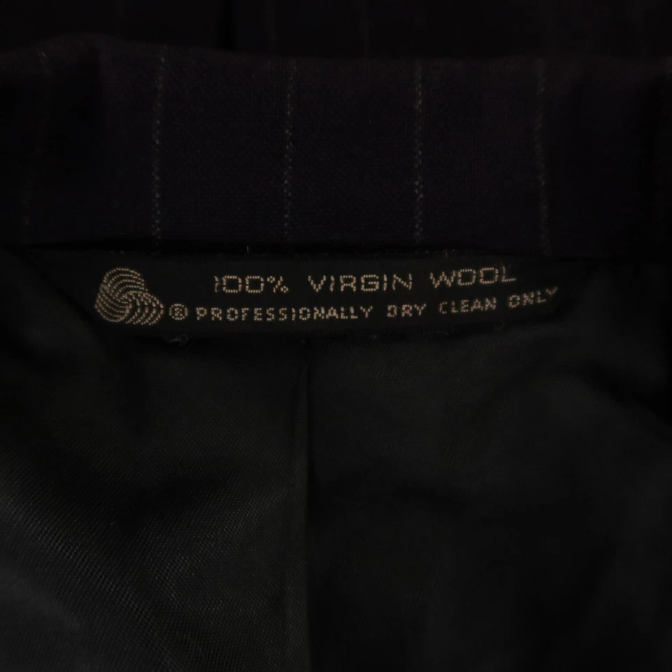 VTG Chalk Stripe Suit S Blue 100% Wool Hopsack Breathable Jos A Bank 38R 34x31 - Image 3 of 4