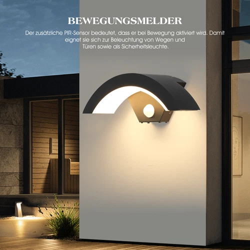 Lámpara Exterior LED Pared Jardín Lámpara Exterior con/sin Detector de Movimiento Impermeable - Imagen 4 de 12