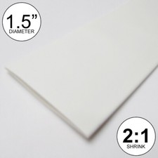 1.5" ID White Heat Shrink Tube 2:1 ratio 1-1/2" wrap 2 feet inch/ft/to 40mm