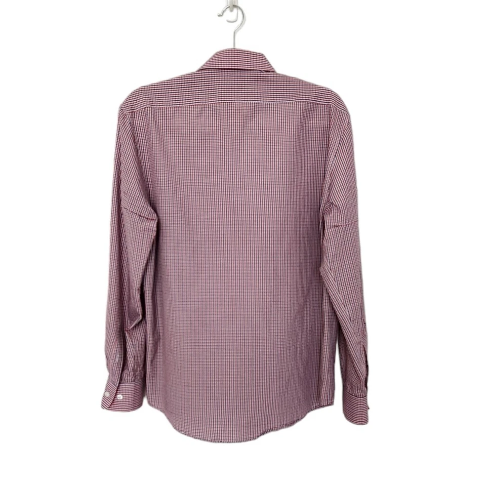 Camisa de vestir Nicole Miller ajustada a cuadros talla mediana roja multicolor. Foto 2 de 4