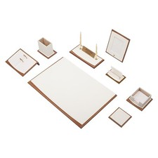 11 PCS Leather Desk Organizer Set-Office Desk Accessories-White Leather Desk Set