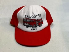 Bridgeport Fire Department MACK Truck Hat Baseball Adjustable Flat Brim Red Cap